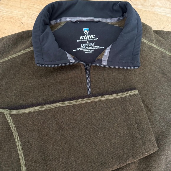 Kuhl Other - Kuhl Kashmira Mens Large Olive Green 1/4 Zip Fleece Pullover Sweater RN 108846